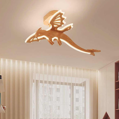 Ceiling Light Wood Dinosaur LED Dimmable for Kids Room