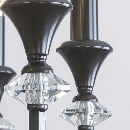 Chandelier Farmhouse Retro Industrial Copper Candle Crystal, Black