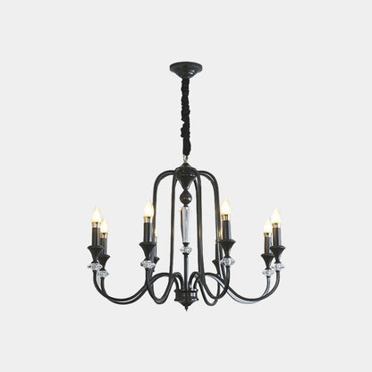 Chandelier Farmhouse Retro Industrial Copper Candle Crystal, Black