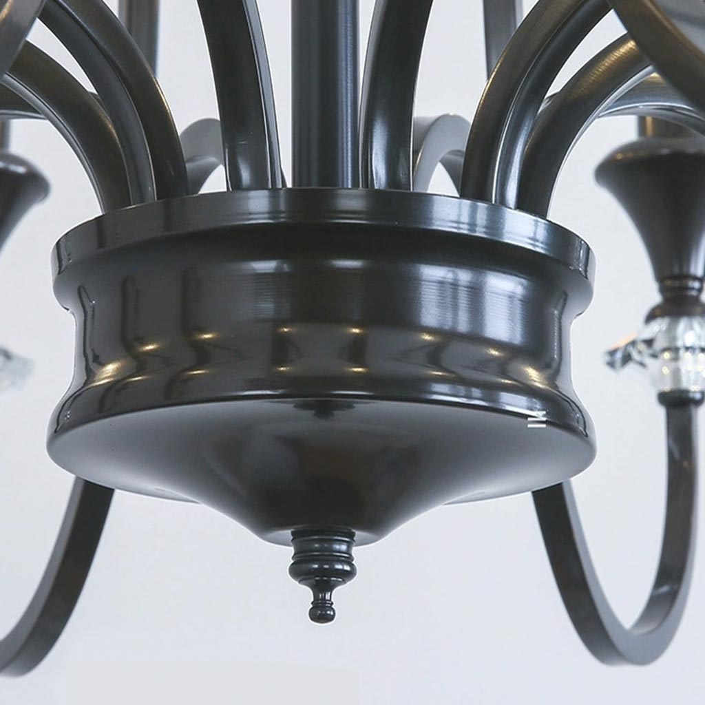 Chandelier Farmhouse Retro Industrial Copper Candle Crystal, Black