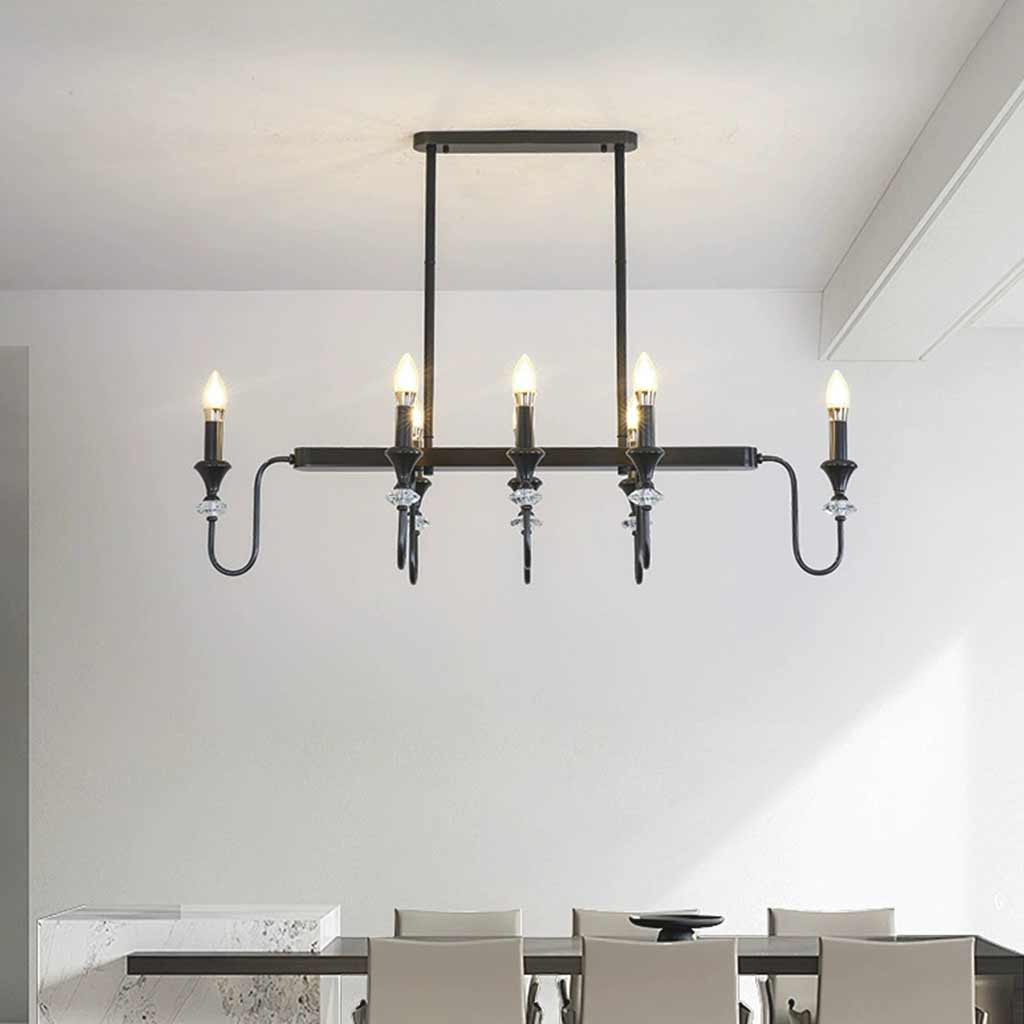 Chandelier Farmhouse Retro Industrial Copper Candle Crystal, Black