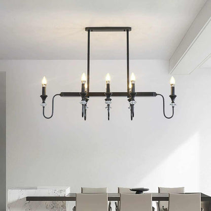 Chandelier Farmhouse Retro Industrial Copper Candle Crystal, Black