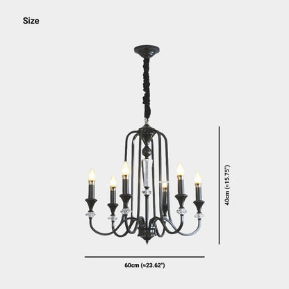 Chandelier Farmhouse Retro Industrial Copper Candle Crystal, Black