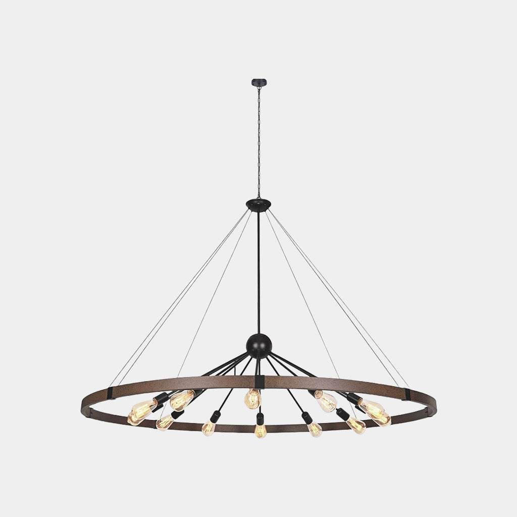 Chandelier Industrial Farmhouse Rustic Large Iron Round Sputnik