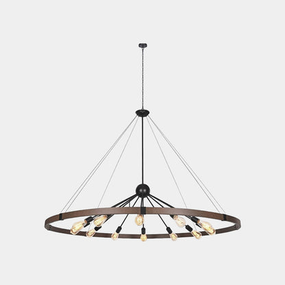 Chandelier Industrial Farmhouse Rustic Large Iron Round Sputnik