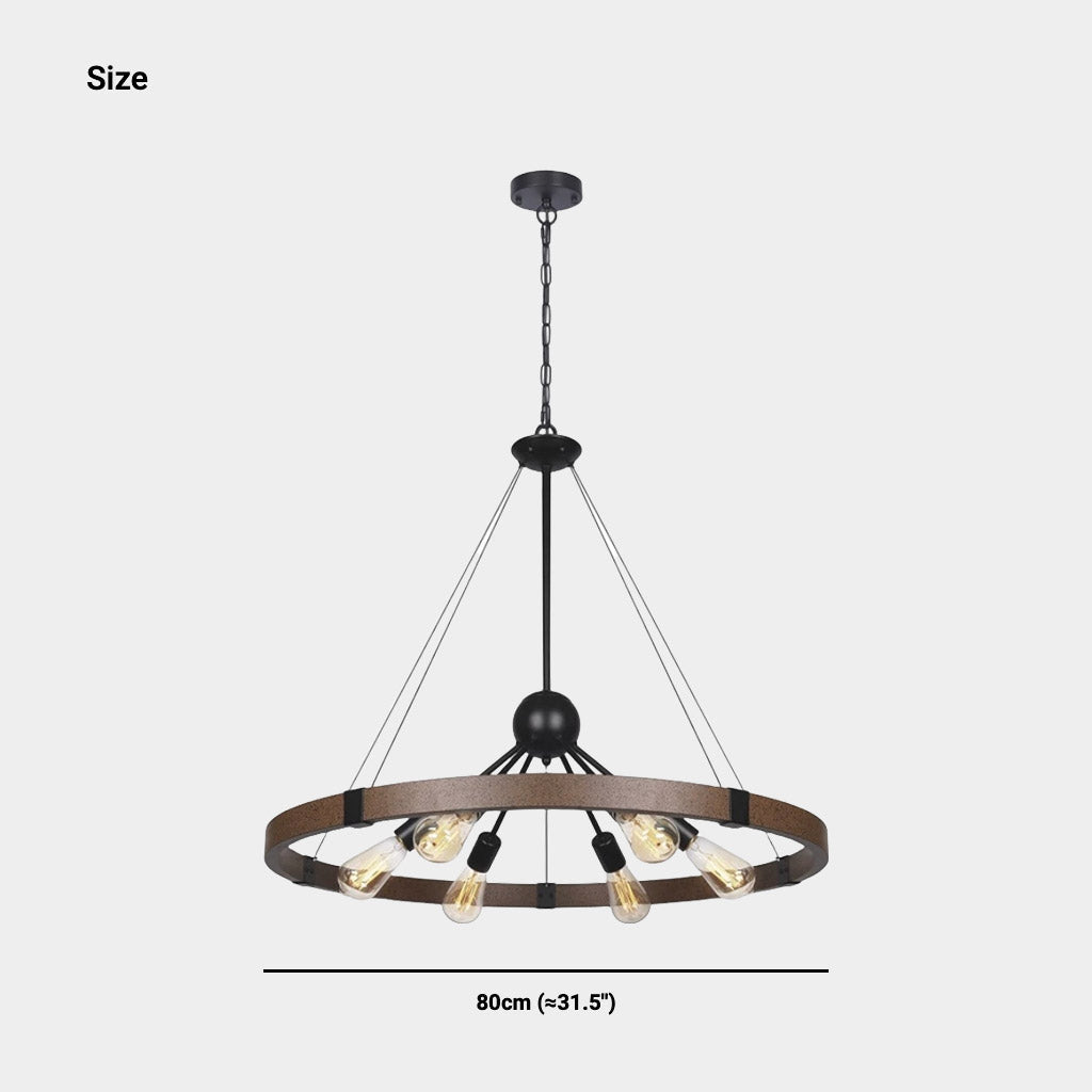 Chandelier Industrial Farmhouse Rustic Large Iron Round Sputnik