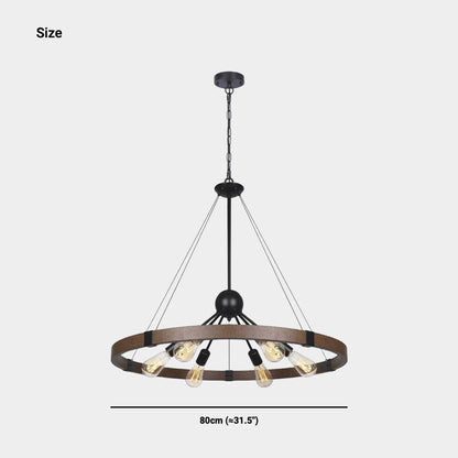 Chandelier Industrial Farmhouse Rustic Large Iron Round Sputnik