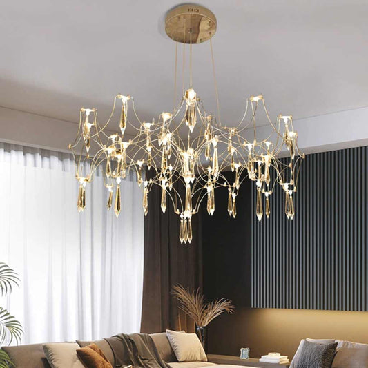 Chandelier Luxury Starry Firefly Mira Crystal LED, Chrome / Gold