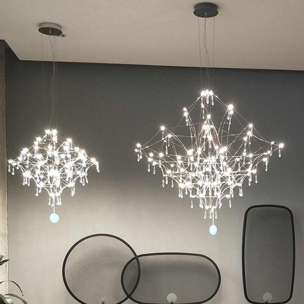 Chandelier Mira Stainless Steel Firefly Crystal Cube LED