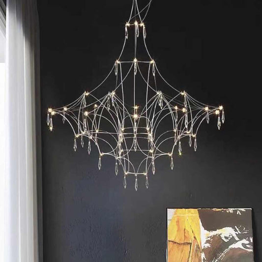 Chandelier Mira Stainless Steel Firefly Crystal Cube LED