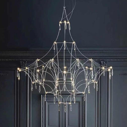 Chandelier Mira Stainless Steel Firefly Crystal Cube LED