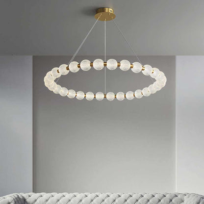 Chandelier Modern Brass Bead Pearl Ring Dimmable LED