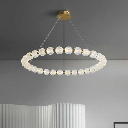 Chandelier Modern Brass Bead Pearl Ring Dimmable LED