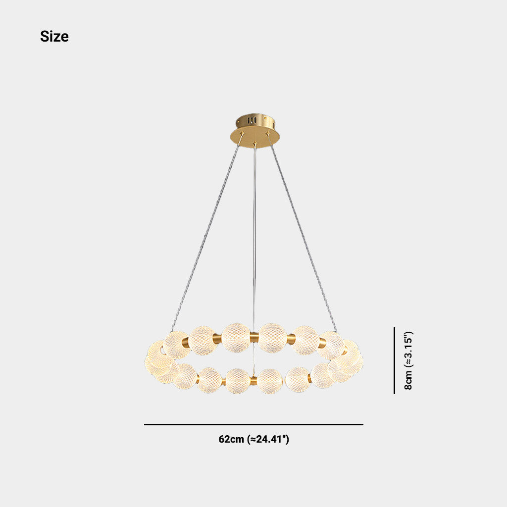 Chandelier Modern Brass Bead Pearl Ring Dimmable LED