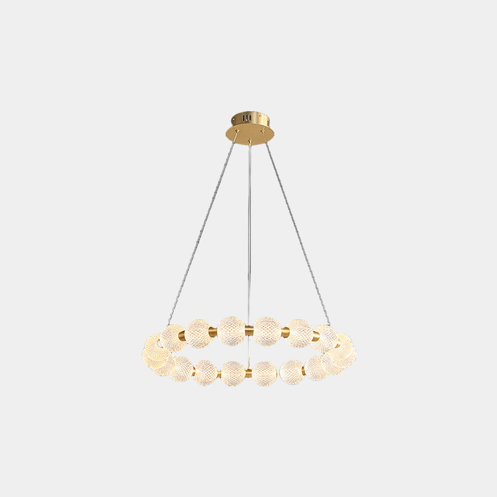 Chandelier Modern Brass Bead Pearl Ring Dimmable LED