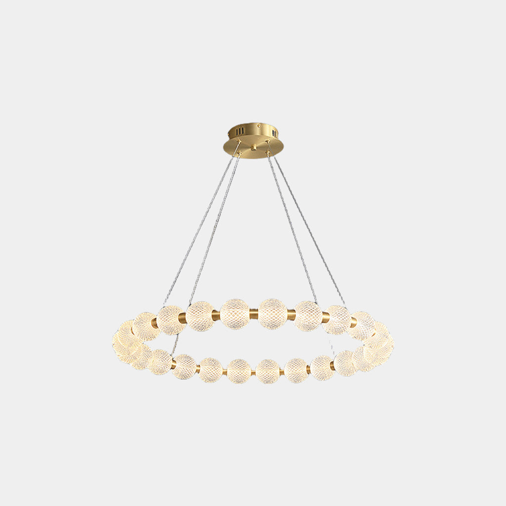 Chandelier Modern Brass Bead Pearl Ring Dimmable LED