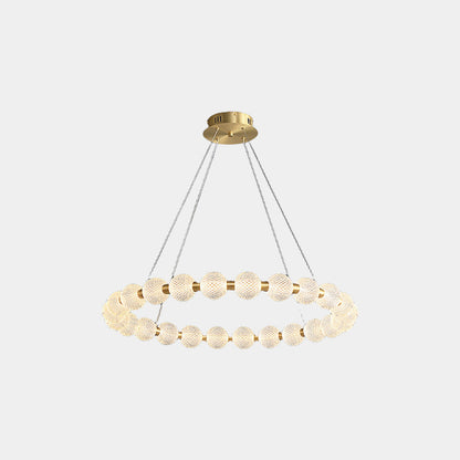 Chandelier Modern Brass Bead Pearl Ring Dimmable LED