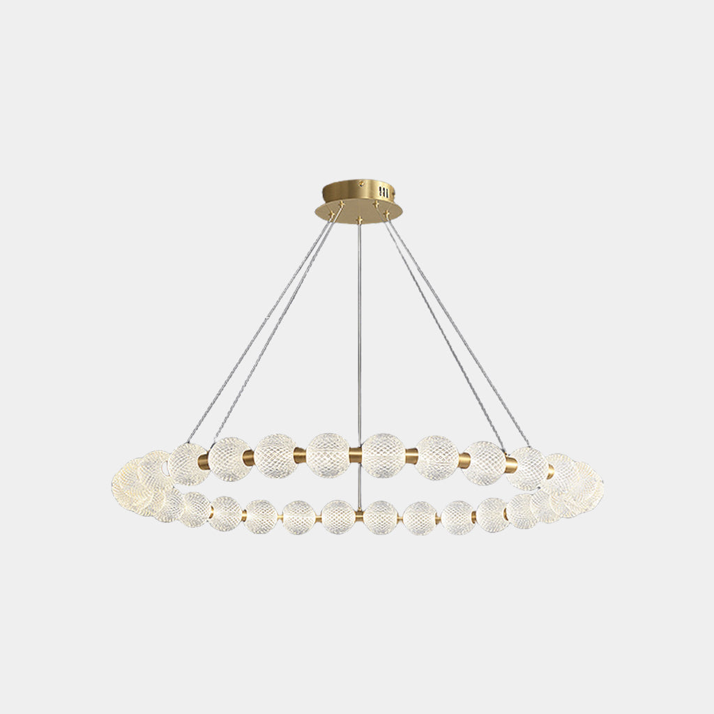 Chandelier Modern Brass Bead Pearl Ring Dimmable LED
