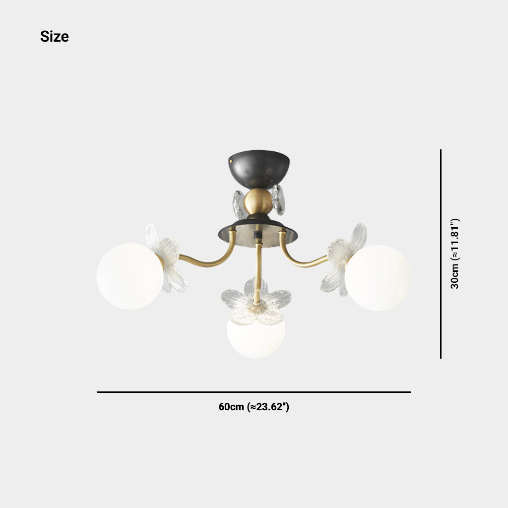 Chandelier Nordic Brass Cherry Blossom Petal Glass Globe