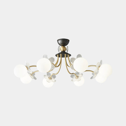 Chandelier Nordic Brass Cherry Blossom Petal Glass Globe