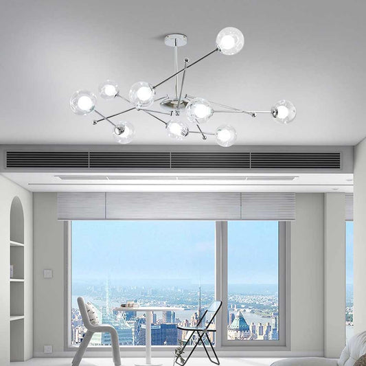 Chandelier Nordic Iron Glass Ball Sputnik, Chrome