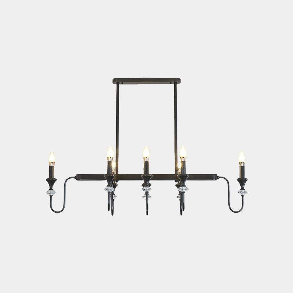 Chandelier Farmhouse Retro Industrial Copper Candle Crystal, Black
