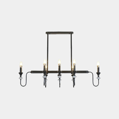 Chandelier Farmhouse Retro Industrial Copper Candle Crystal, Black