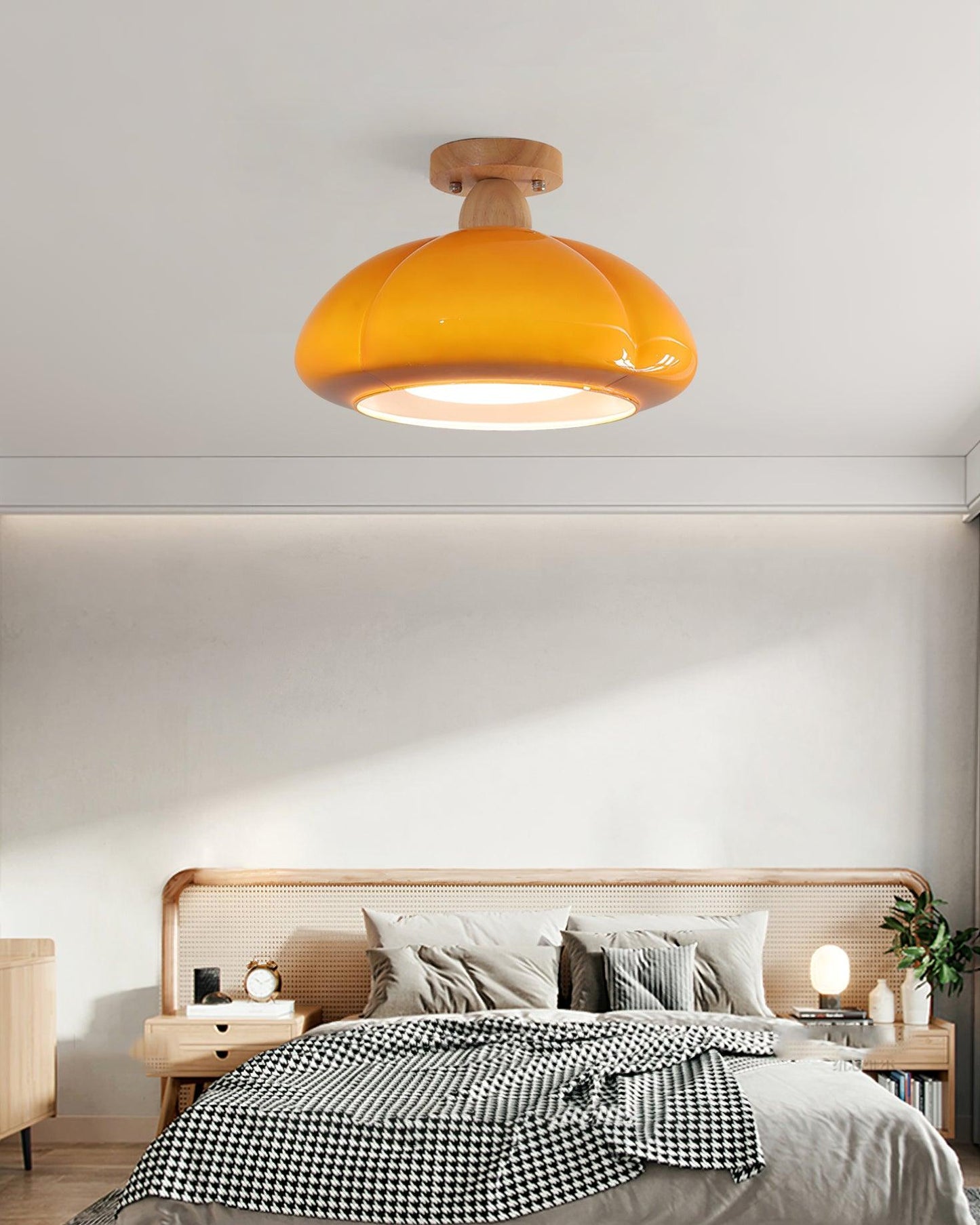 Ambrina Amber Glass Semi Flush Mount Ceiling Light