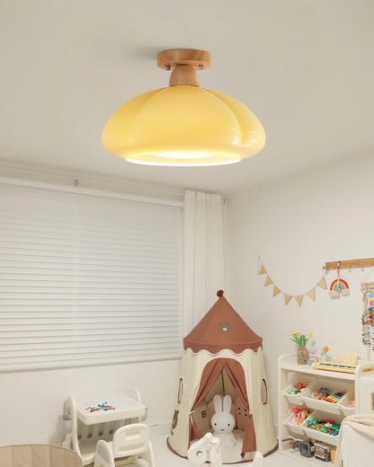 Ambrina Amber Glass Semi Flush Mount Ceiling Light