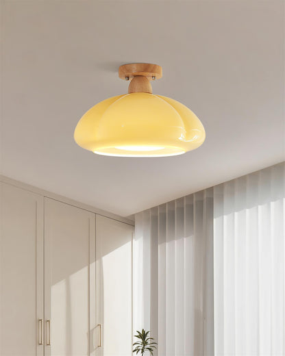 Ambrina Amber Glass Semi Flush Mount Ceiling Light