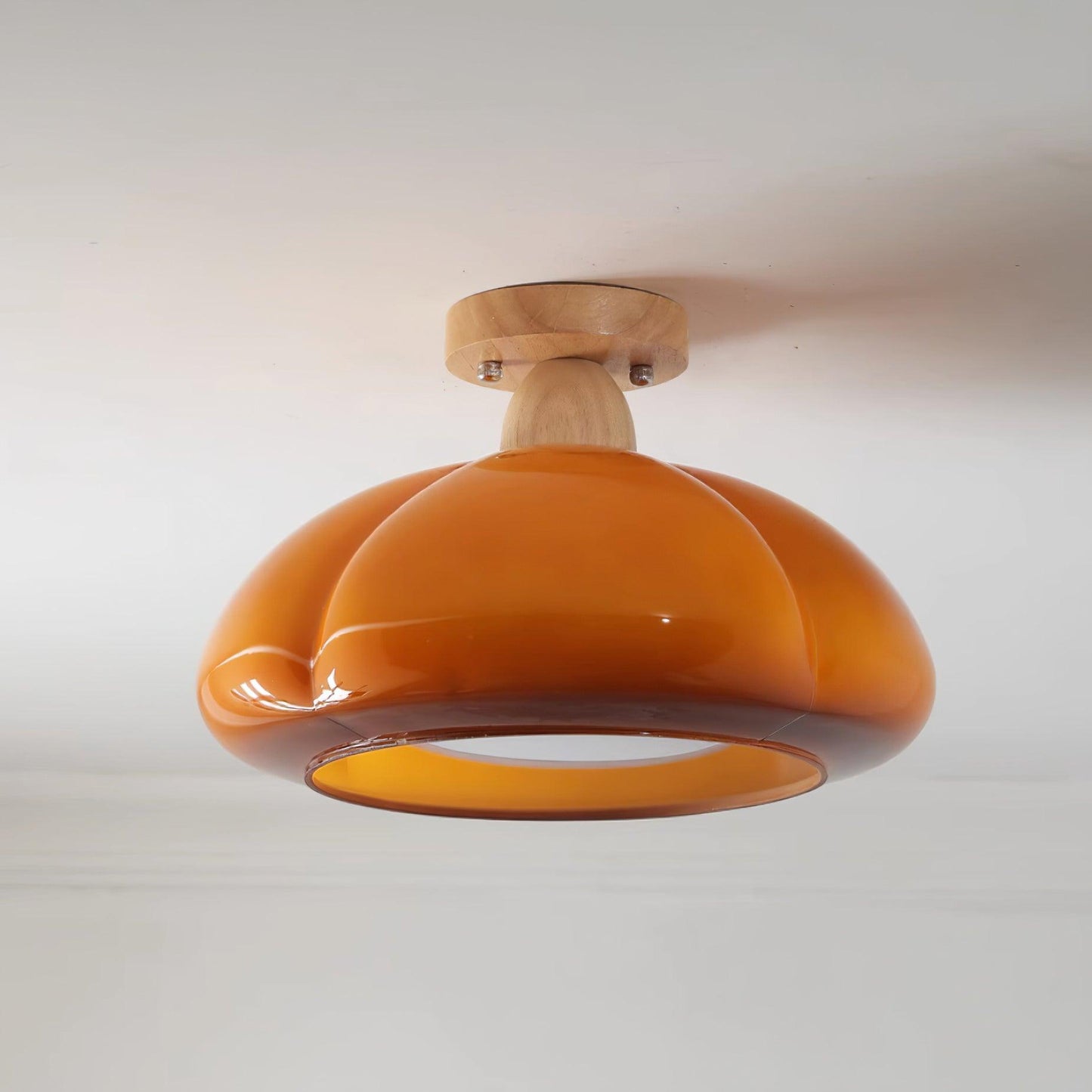 Ambrina Amber Glass Semi Flush Mount Ceiling Light