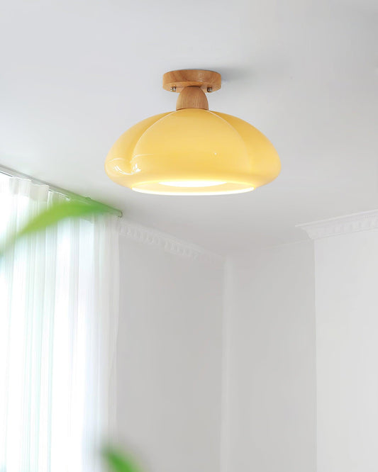 Ambrina Amber Glass Semi Flush Mount Ceiling Light