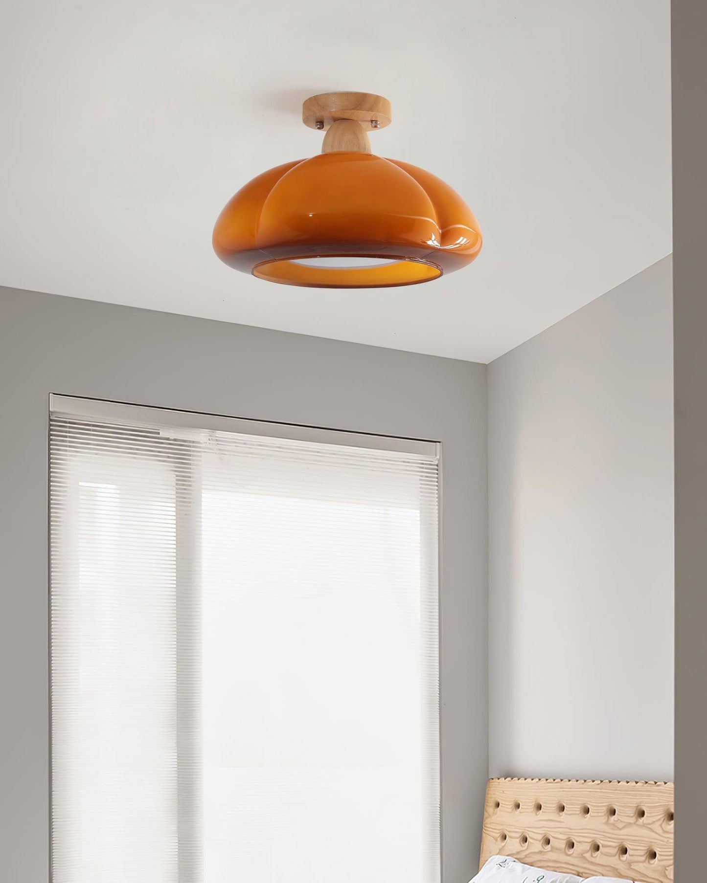 Ambrina Amber Glass Semi Flush Mount Ceiling Light