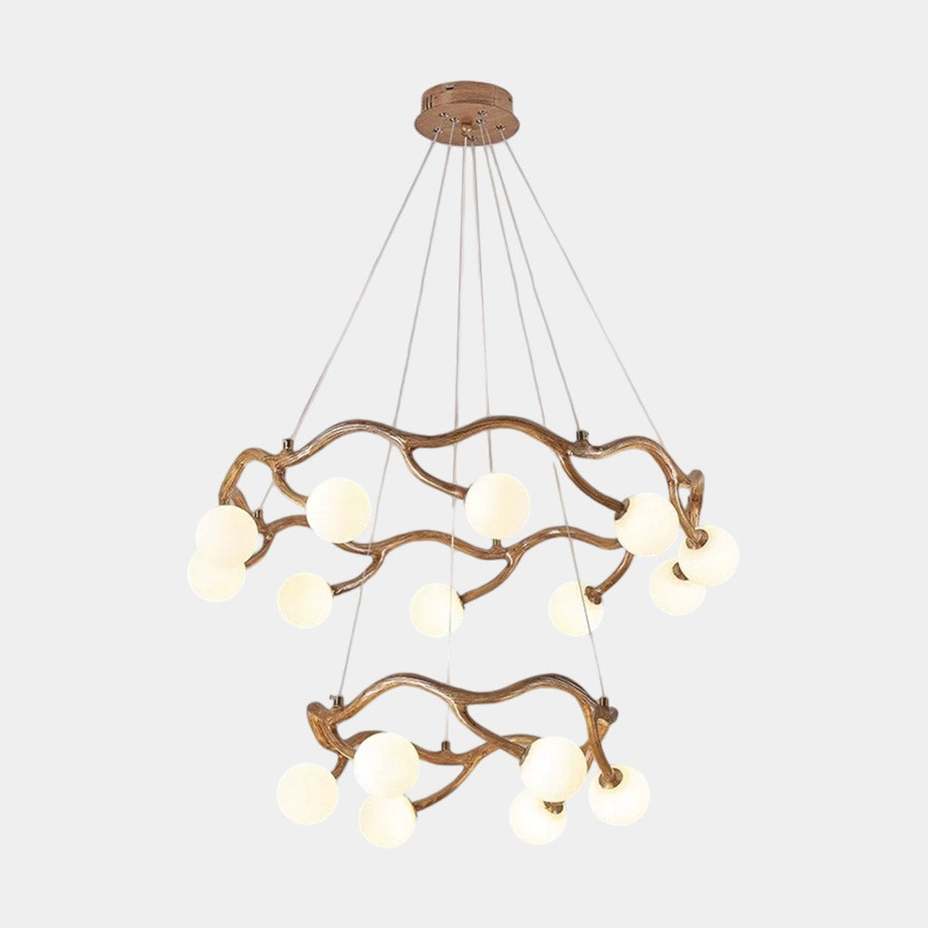 Circular Tree Branch Chandelier Resin Multi-Globe