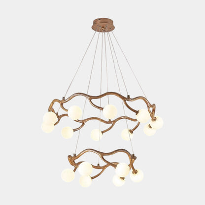 Circular Tree Branch Chandelier Resin Multi-Globe
