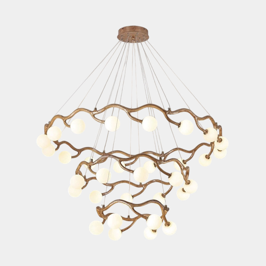 Circular Tree Branch Chandelier Resin Multi-Globe