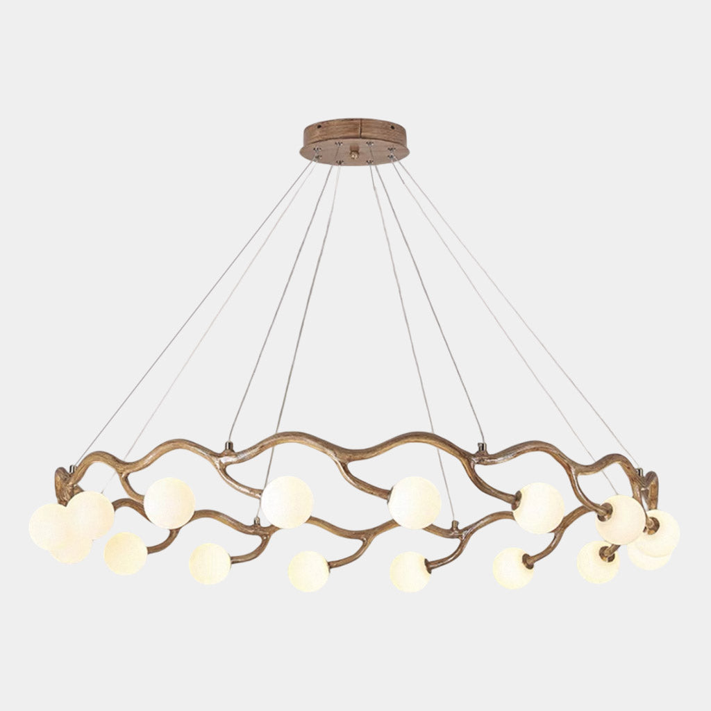 Circular Tree Branch Chandelier Resin Multi-Globe