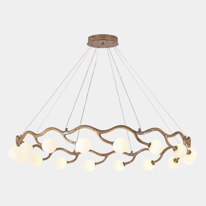 Circular Tree Branch Chandelier Resin Multi-Globe
