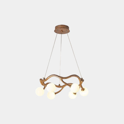Circular Tree Branch Chandelier Resin Multi-Globe