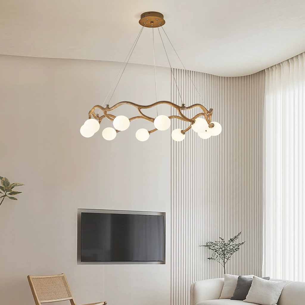 Circular Tree Branch Chandelier Resin Multi-Globe