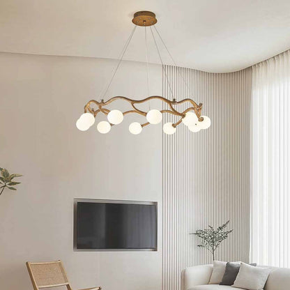 Circular Tree Branch Chandelier Resin Multi-Globe