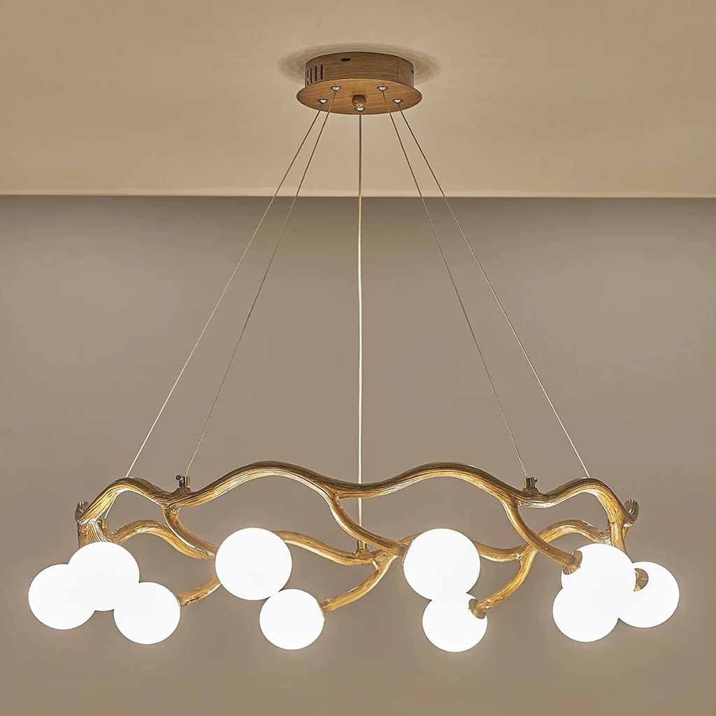 Circular Tree Branch Chandelier Resin Multi-Globe