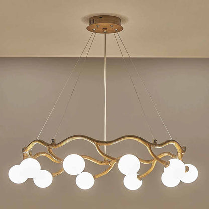 Circular Tree Branch Chandelier Resin Multi-Globe
