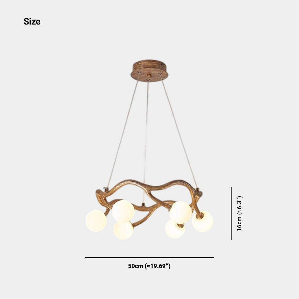 Circular Tree Branch Chandelier Resin Multi-Globe