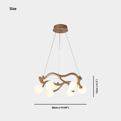 Circular Tree Branch Chandelier Resin Multi-Globe