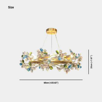 Colored Crystal Chandelier with Brass Branches