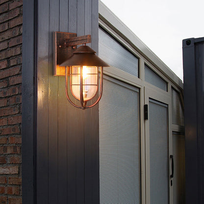 Ray Vintage Lantern Shaped Metal Outdoor Wall Lamp, Black