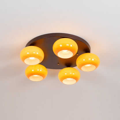 Aurevo 5-Light Amber Glass Flush Mount Ceiling Light