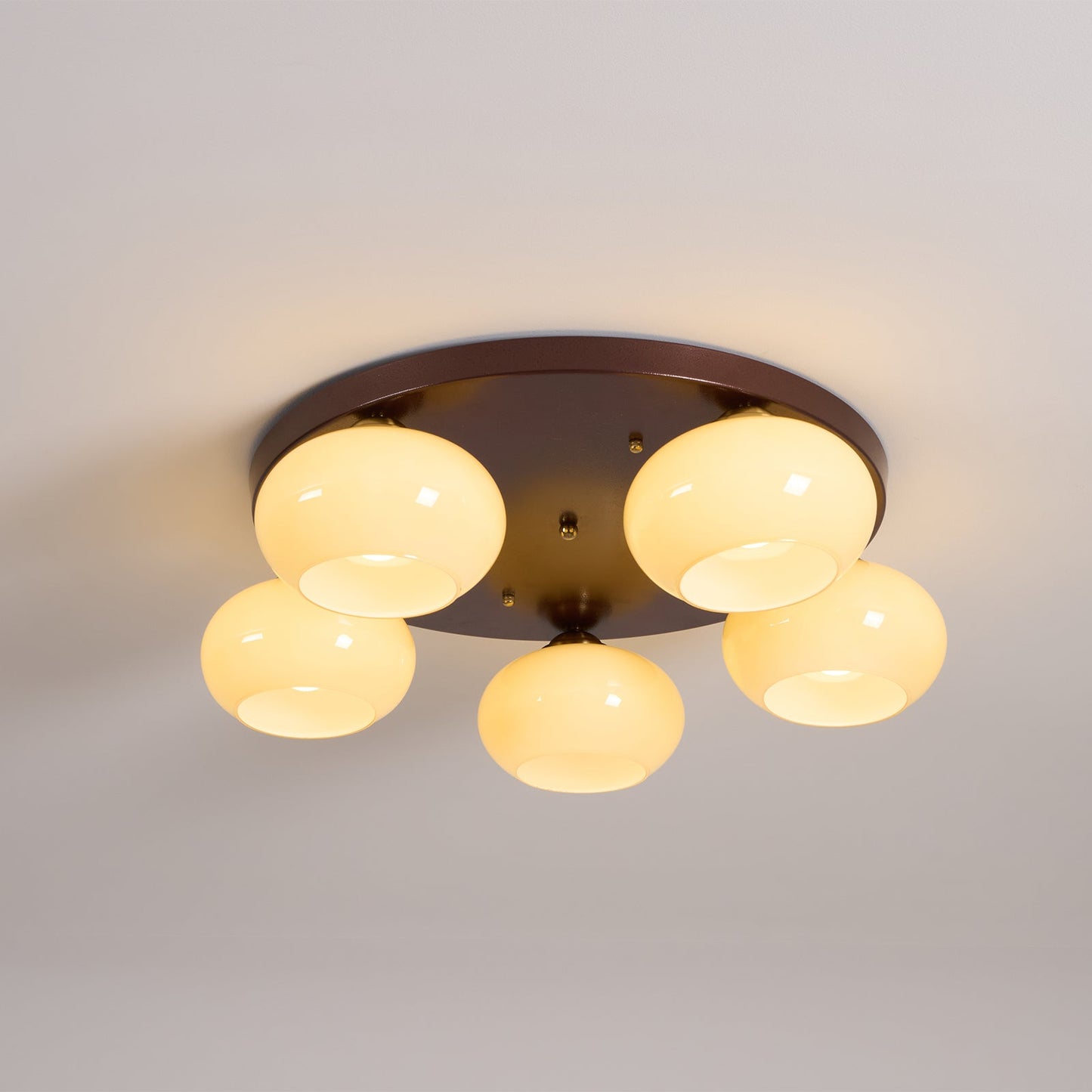 Aurevo 5-Light Amber Glass Flush Mount Ceiling Light