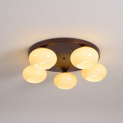 Aurevo 5-Light Amber Glass Flush Mount Ceiling Light